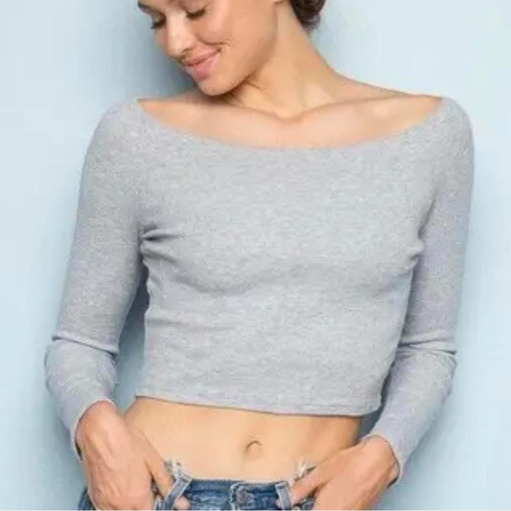 Brandy Melville Off Shoulder Ribbed Long Sleeve
